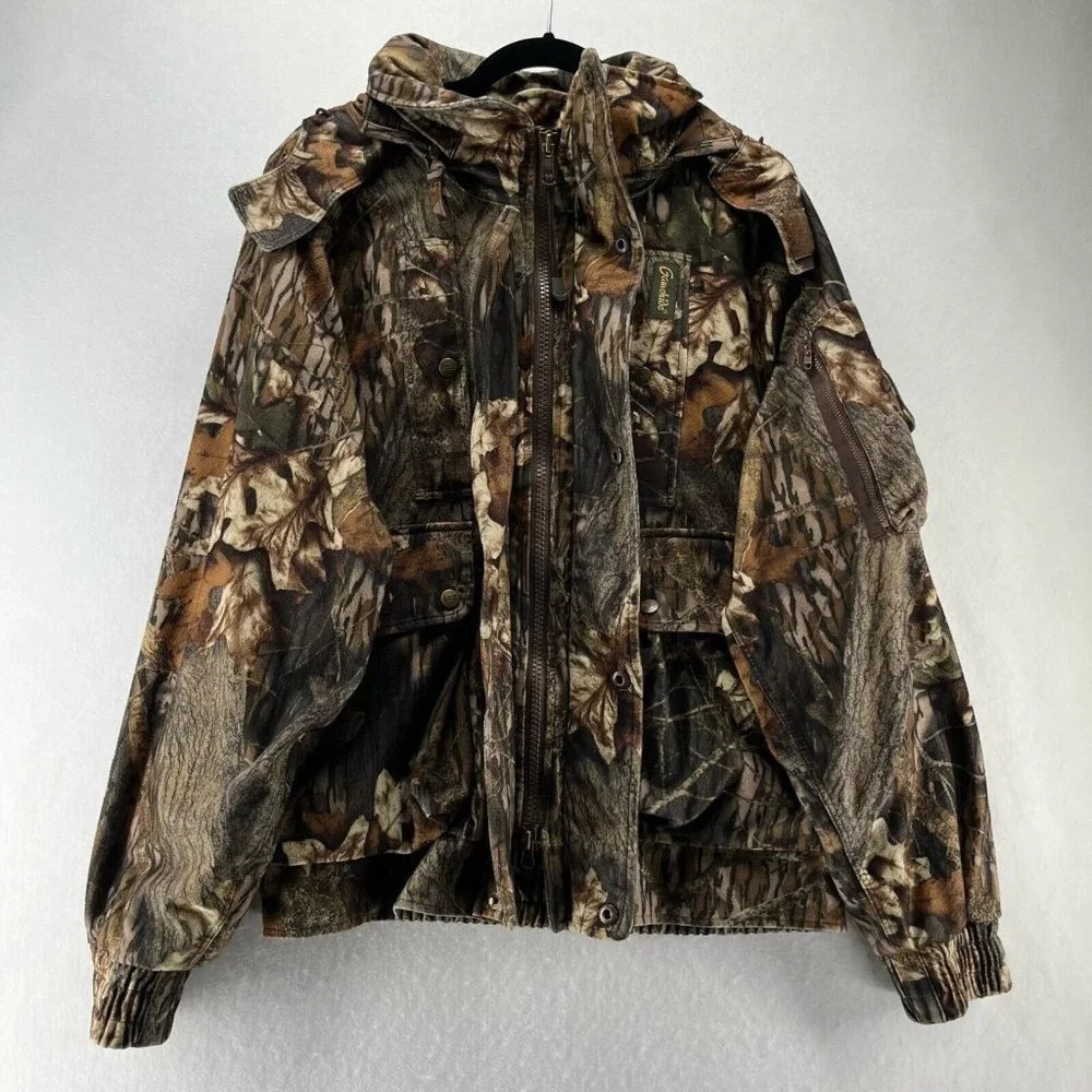 Gamehide Jacket Mens Size M Mossy Oak Camo Utility Full Zip Hoodie Hunting Brown